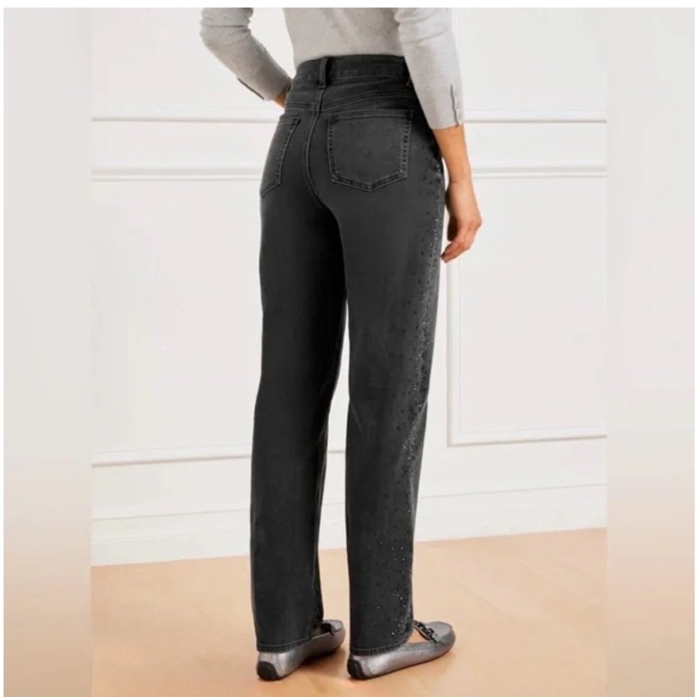TALBOTS Embellished High Waist Relaxed Jeans in Carbon Jewel 10 - Picture 5 of 6